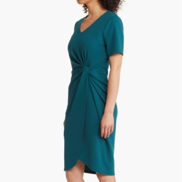 Tahari Stretch Crepe Side Knot Dress Size 12 NWT - Picture 1 of 5